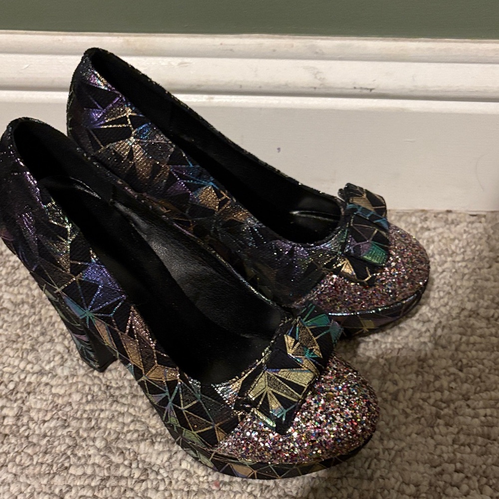 Multicolor Geometric Patterned Women's Heels